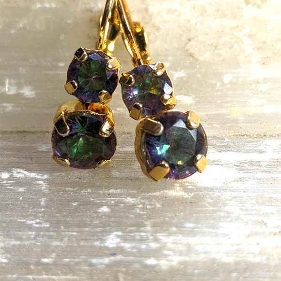 Natural Mystic Topaz with 7 TCW in 14K Gold Plated Earrings - Picture 4 of 5
